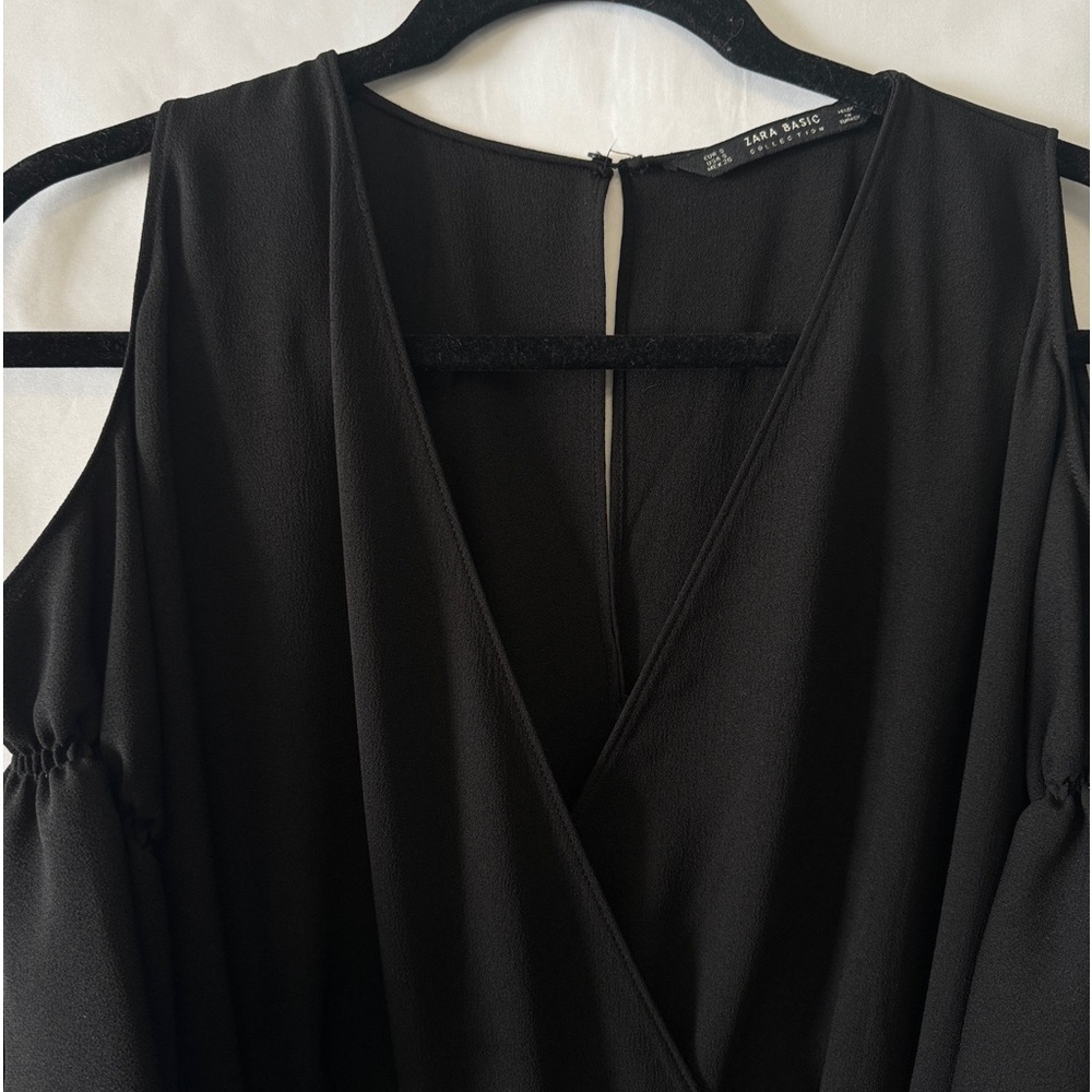 Zara Basic Black Romper With Cold Shoulder Size S… - image 5
